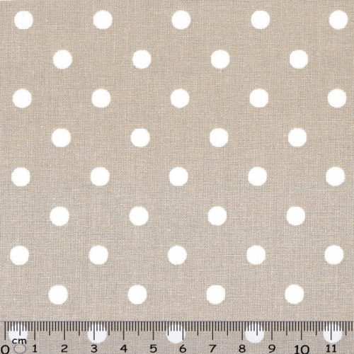 Tecido 100% Algodão Bolas Branco e Bege 1,40Mts