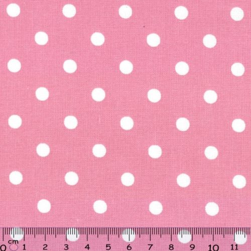 Tecido 100% Algodão Bolas Branco e Pink 1,40Mts.