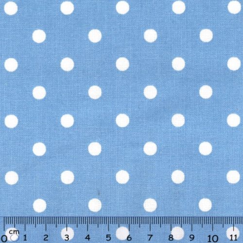 Tecido 100% Algodão Bolas Branco e Azul Claro 1,40Mts.
