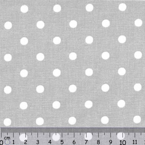 Tecido 100% Algodão Bolas Branco e Cinza 1,40Mts.