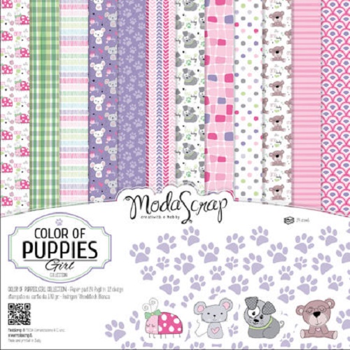 Bloco de Scrap com 12 folhas 30x30 Color Of Puppies Girl