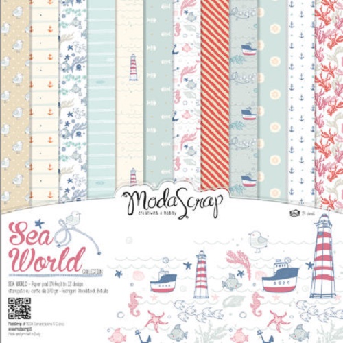 Bloco de Scrap com 12 folhas 30x30 Sea World