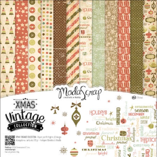 Bloco de Scrap com 12 folhas 30x30 Christmas Vintage