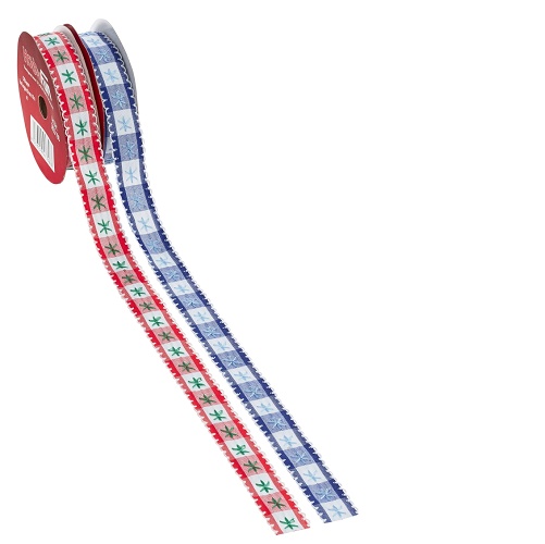 Fita 20mmx10mt Quadrados Vermelho Estrela Verde