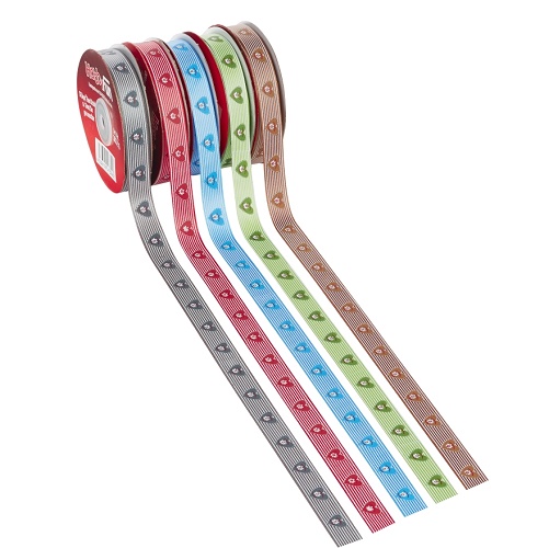 Fita 15mmx25mt Corações e Riscas Azul