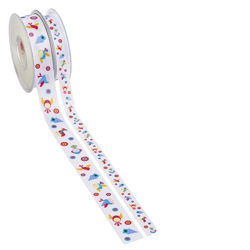 Fita 15mmx20mt Pássaros Rosa Fundo Branco