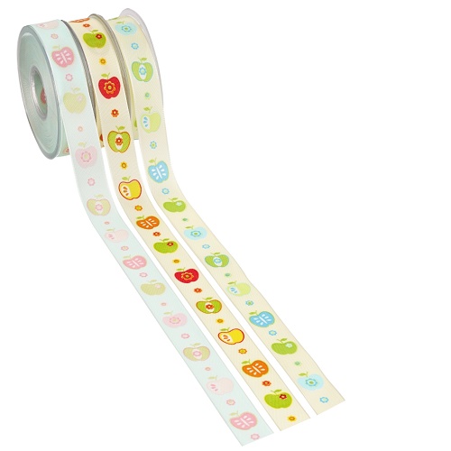 Fita 25mmx20mt Maçãs Fundo Creme