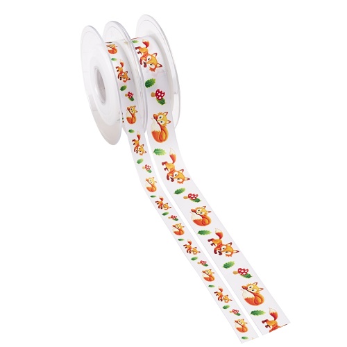 Fita 25mmx20mt Raposas Fundo Branco