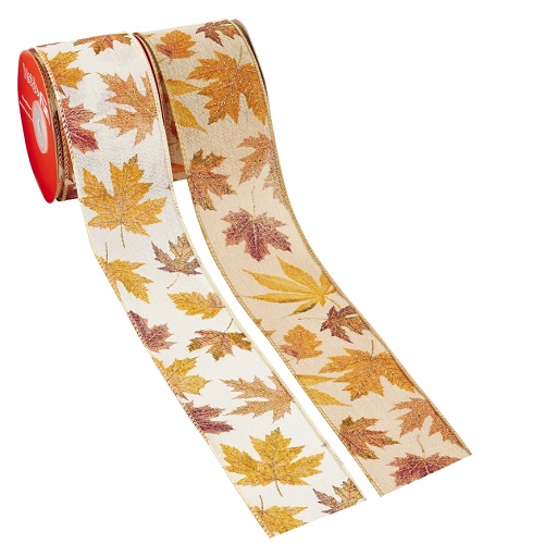 Fita 63mmx10mt Folhas de Outono Creme