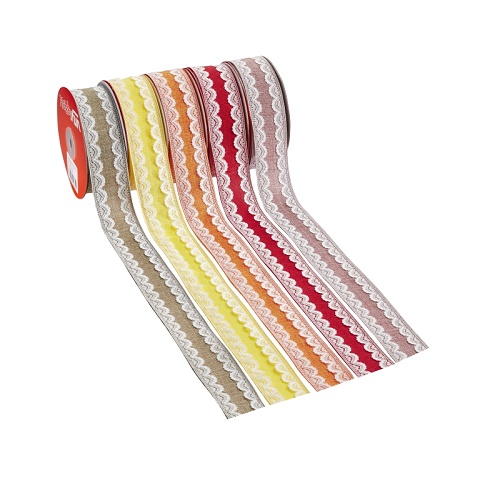 Fita 38mmx10mt Linho Com Renda Laranja