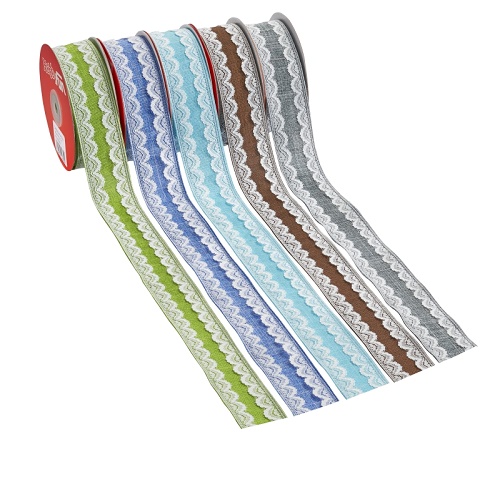 Fita 38mmx10mt Linho Com Renda Azul Turquesa