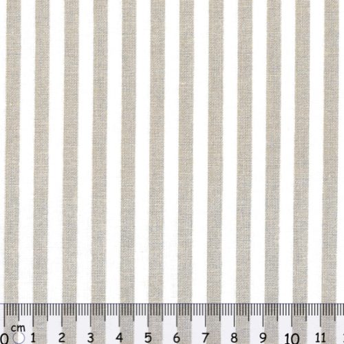 Tecido 100% Algodão Riscas Branco e Bege 1,40Mts.