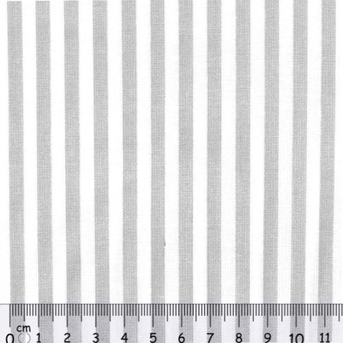 Tecido 100% Algodão Riscas Branco e Cinza 1,40Mts.