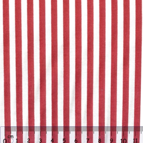 Tecido 100% Algodão Riscas Branco e Vermelho 1,40Mts.