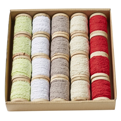 Caixa com 20 Fitas de Renda (4mt por rolo) Sortido