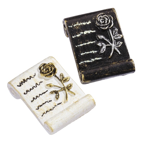 Placa com Rosa Creme Fundo Ouro Rosa (2)