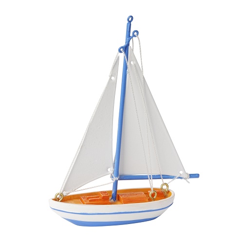Boneco Barco à Vela 7x11cm Azul e Branco