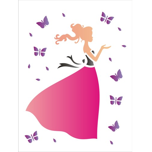 Stencil Opa 15x20 Dama e Borboletas