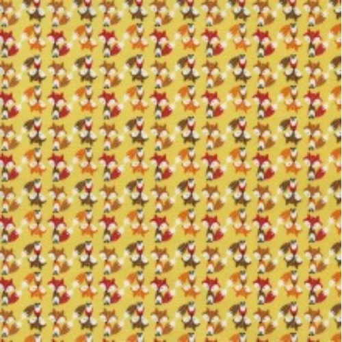 Tecido de Flanela Raposas Amarelo
