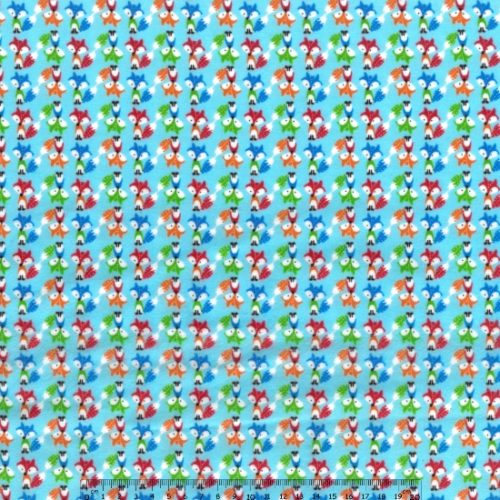 Tecido de Flanela Raposas Azul