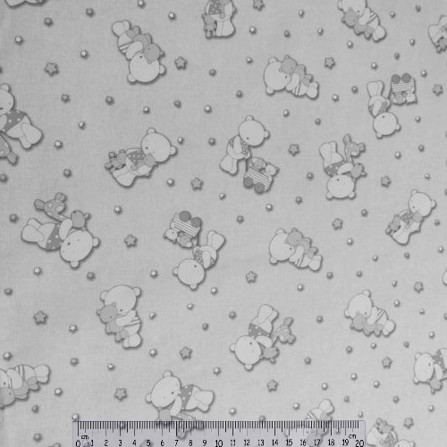 Tecido Algodão Piquet Urso/OM Cinza 1.50 Mt
