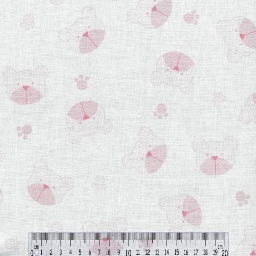 Tecido 100% Algodão Urso Rosa 1.60Mts.