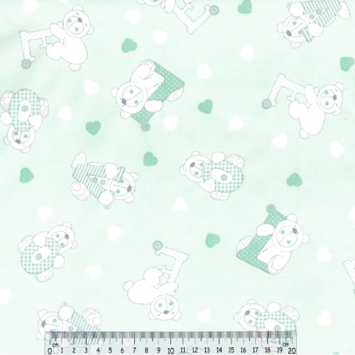 Tecido Algodão Piquet Urso Verde 1.50 Mt