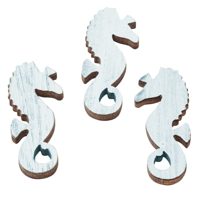 Cavalo Marinho em Madeira 3.5 Cm. Azul (6 Un.)