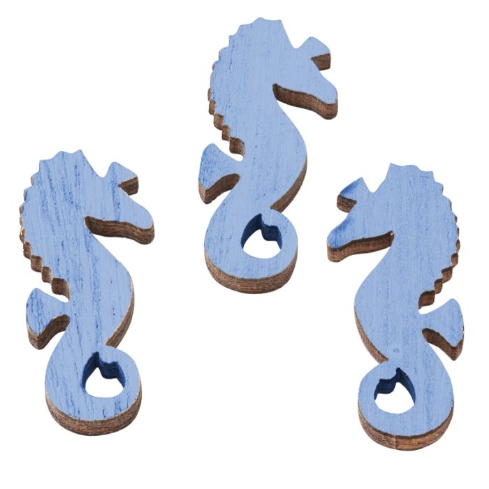 Cavalo Marinho em Madeira 3.5 Cm. Azul Escuro (6 Un.)