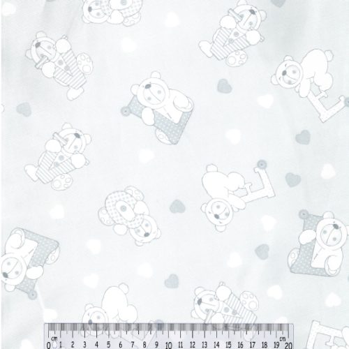 Tecido Algodão Piquet Urso Cinza 1.50 Mt