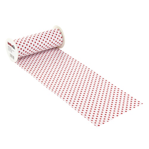 Rolo Tecido Algodão Bolas Branco/Vermelho 20cm X 10 Mt