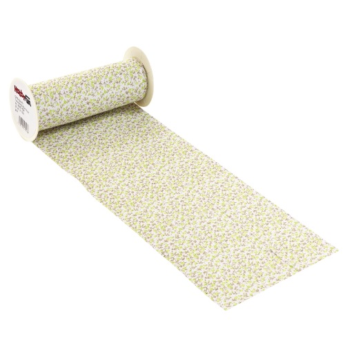 Rolo Tecido Algodão Flores Verde 20cm X 10 Mt