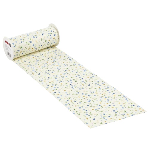 Rolo Tecido Flor Azul Fundo Creme Provence 20cm X 10 Mt