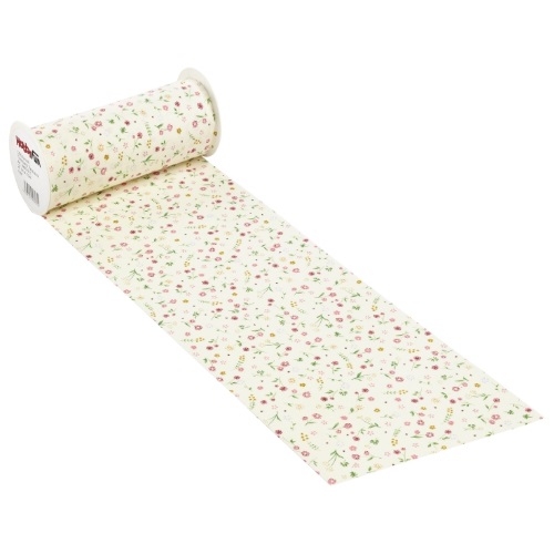 Rolo Tecido Flor Rosa Fundo Creme Provence 20cm X 10 Mt