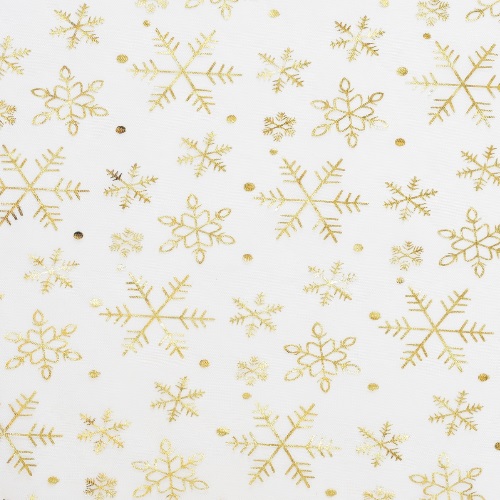 Rolo Tecido Organza Cristais Ouro 15Mt