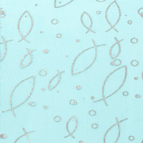 Rolo Tecido Peixes Prata/Ouro 15Mt