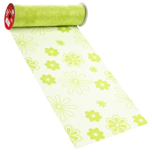 Rolo Tecido Flores Verde Claro 29cm X 15Mt