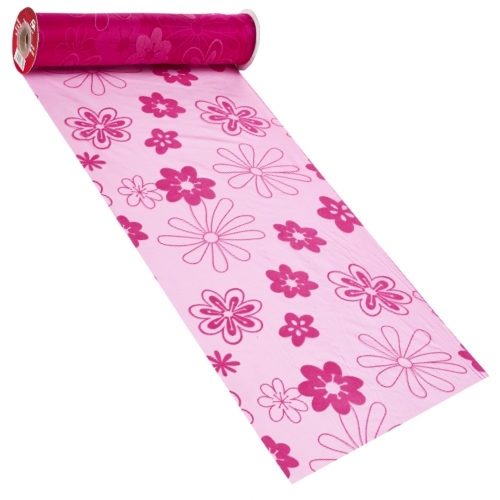 Rolo Tecido Flores Pink 29cm X 15Mt
