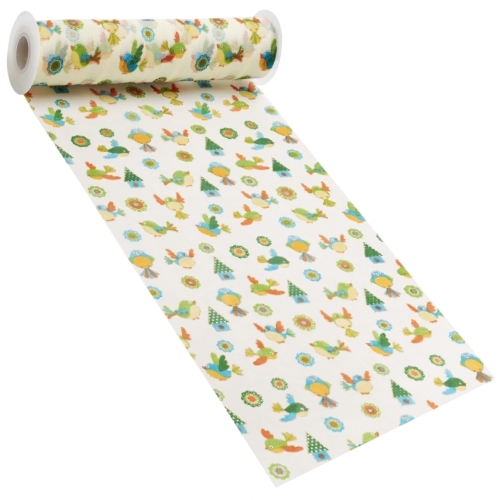 Rolo Tecido Passarinhos Fundo Creme 29cm X 15Mt