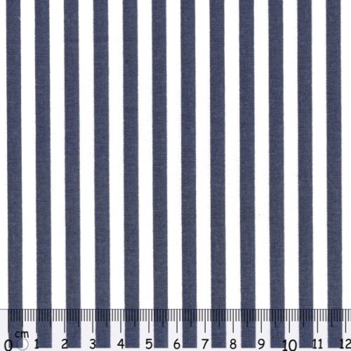 Tecido 100% Algodão Riscas Branco e Azul Escuro 1,40Mts.