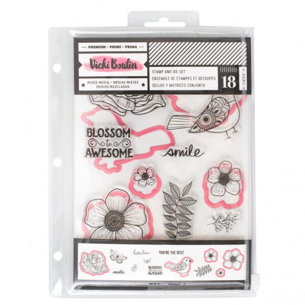 Carimbo e Cortante WR Stamp And Die Set Floral/Bird