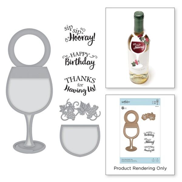 Carimbo e Cortante Spellbinders Wine Glass Botlle Tag