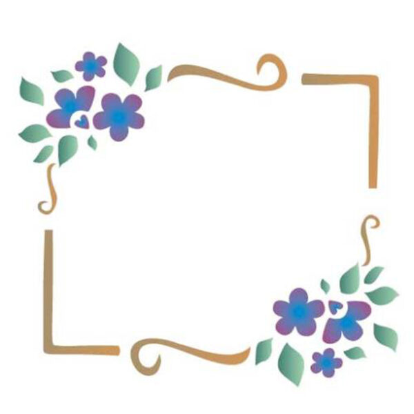 Stencil Opa 14x14 Moldura Flôr