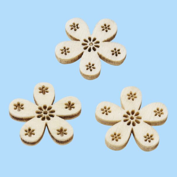 Flores em Madeira Natural 2 Cm. (Blister c/12 un.)