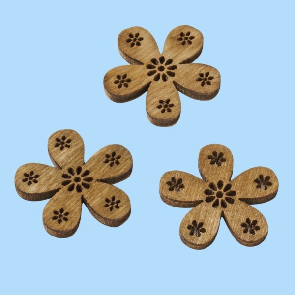 Flores em Madeira Castanho 2 Cm. (Blister c/12 un.)