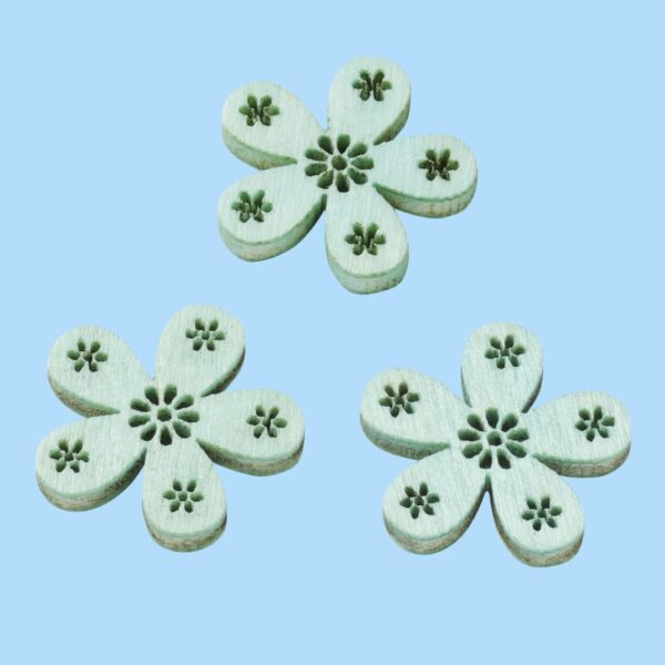 Flores em Madeira Verde 2 Cm. (Blister c/12 un.)