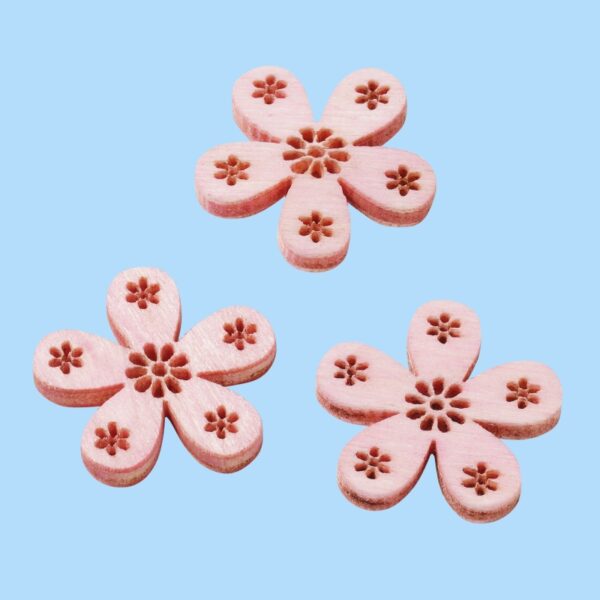 Flores em Madeira Rosa 2 Cm. (Blister c/12 un.)