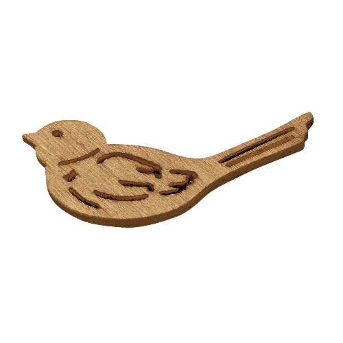 Passarinhos Madeira Castanho 4 Cm. (Blister c/ 6 un.)