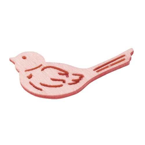 Passarinhos Madeira Rosa 2Cm. (Blister c/ 12 un.)