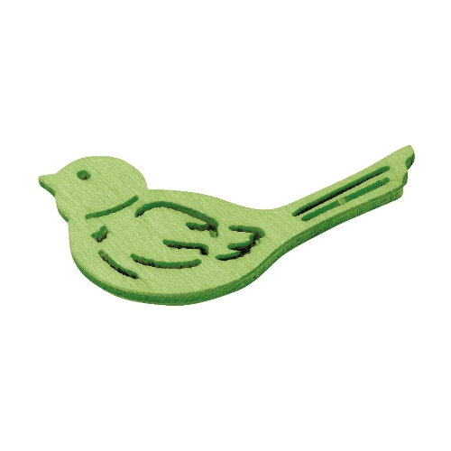 Passarinhos Madeira Verde 4Cm. (Blister c/ 6 un.)